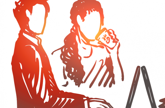 fröhliches Team vrs. einsamer Computerarbeiter