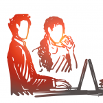 fröhliches Team vrs. einsamer Computerarbeiter